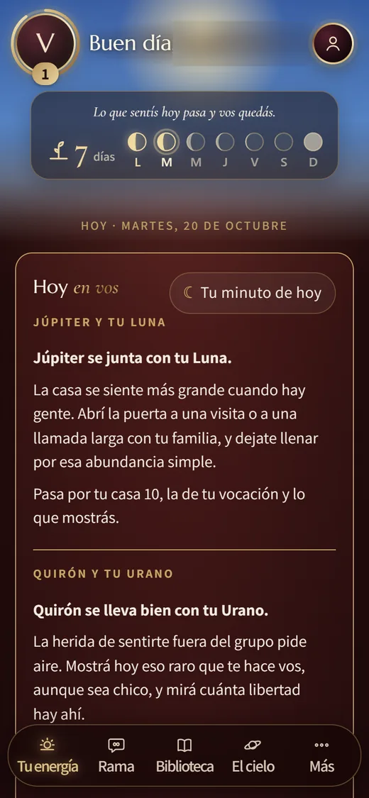 La app Rama Infinito en el celu